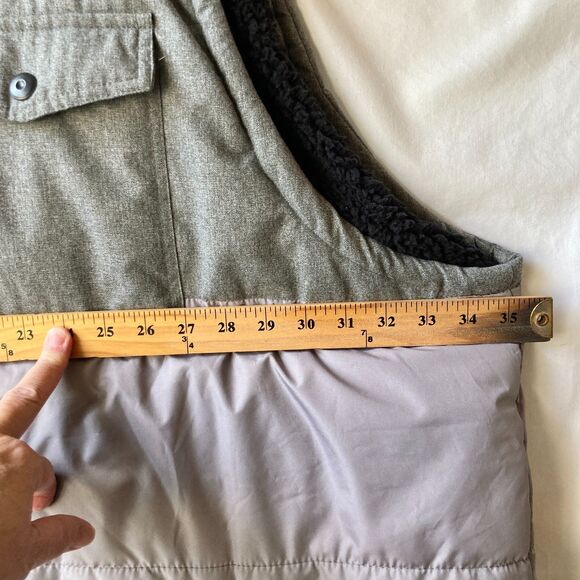 Winston Mens 2 Tone Grey Puffer Vest Jacket Size 6XL Full Zip Sherpa Lined Poly - Picture 3 of 14